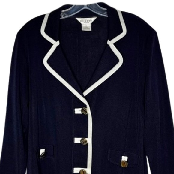 Exclusively Misook Knit Blazer Navy/Cream - LP - Picture 2 of 7
